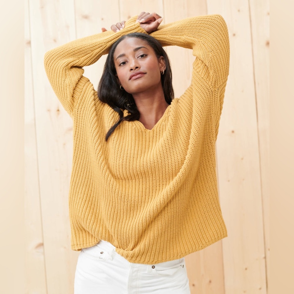 Jenni Kayne Cotton Cabin Sweater, Mustard, Size S
